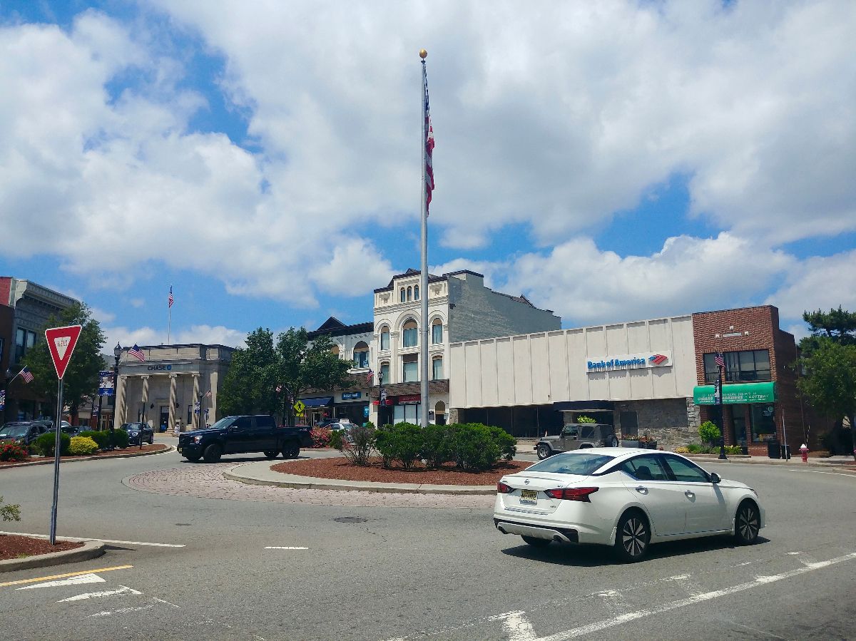 View of the traffic circle at the intersection of Park Avenue and Erie Avenue.