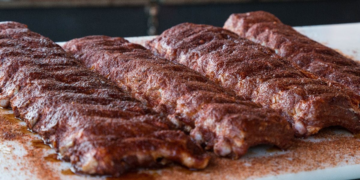 Spare ribs for contest rubbed.