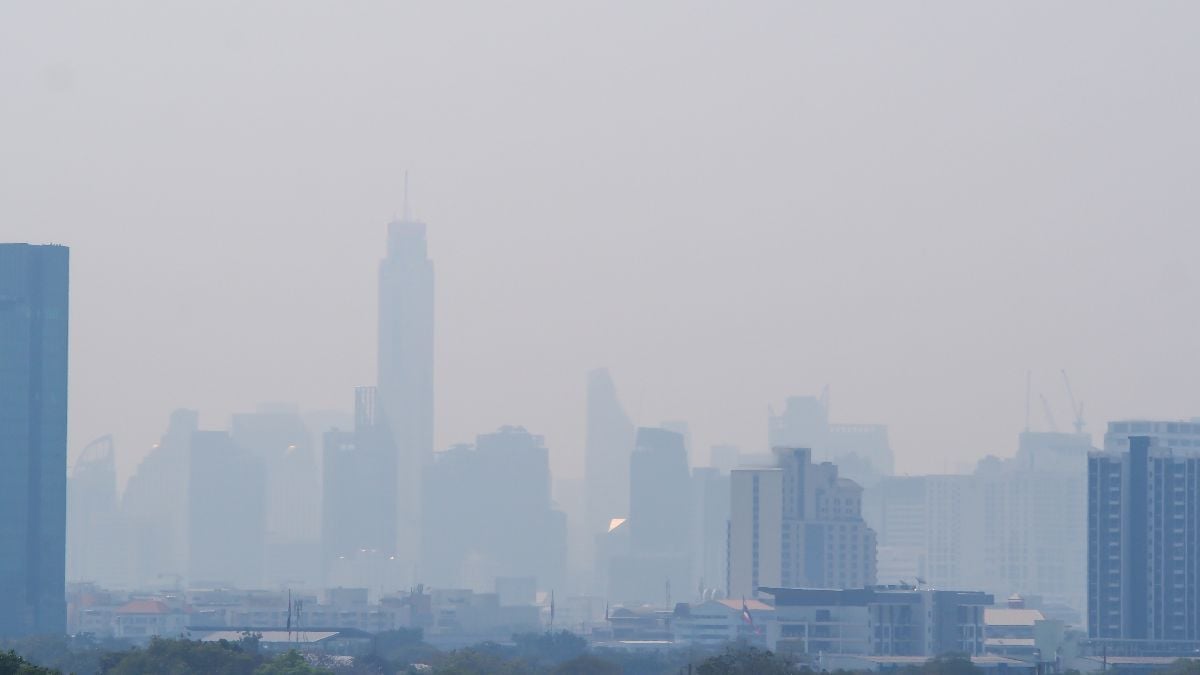 Cityscape with airpollution haze.