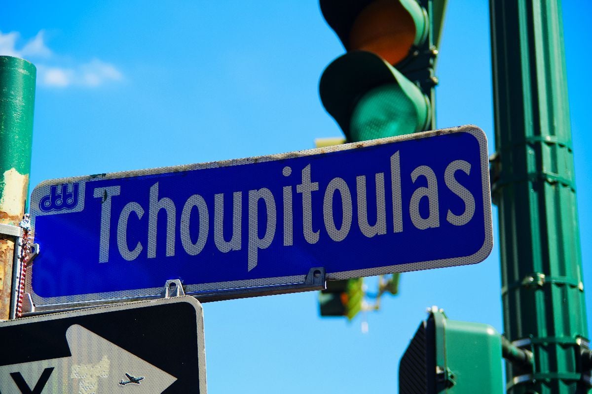 Tchoupitoulas street sign in New Orleans.