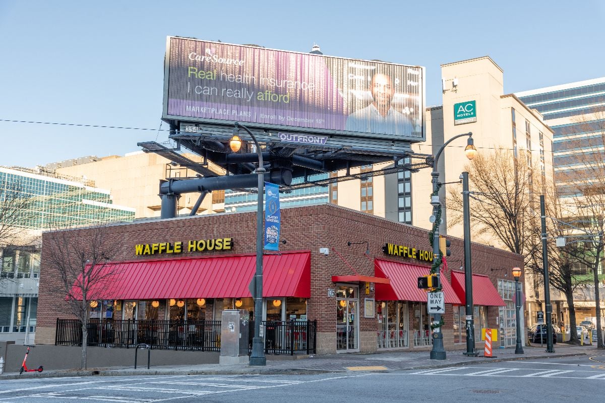 A Waffle House fast food restaurant in the city of Atlanta.