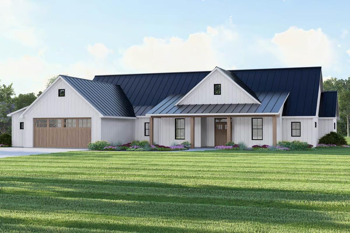 Modern Farmhouse-Style Ranch with 2 Bedrooms and Open-Concept Living (Floor Plan)