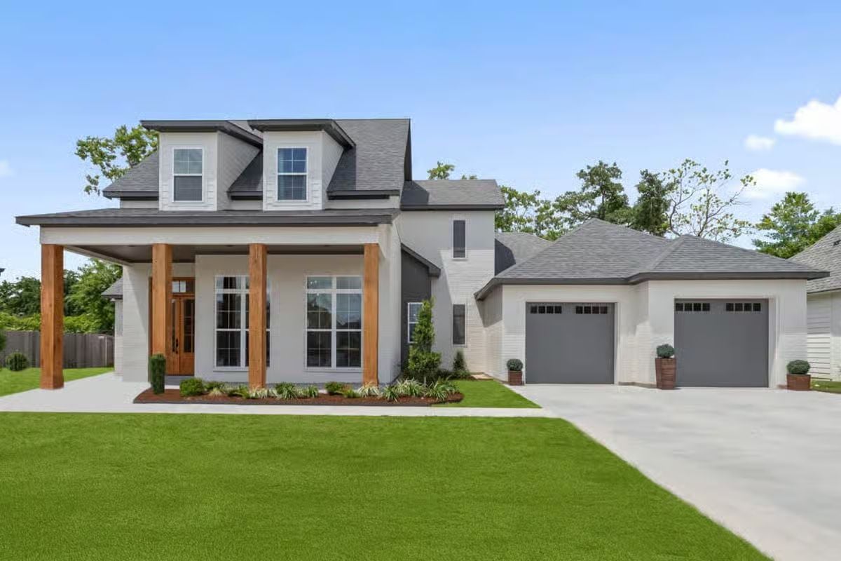 4-Bedroom Modern Farmhouse with Loft and Dual Porches (Floor Plan)