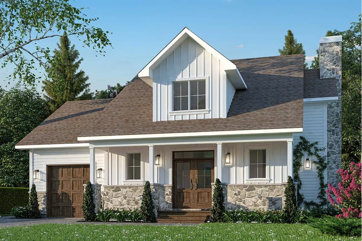 Farmhouse-Style 3-Bedroom Home with Front Porch and Covered Patio (Floor Plan)