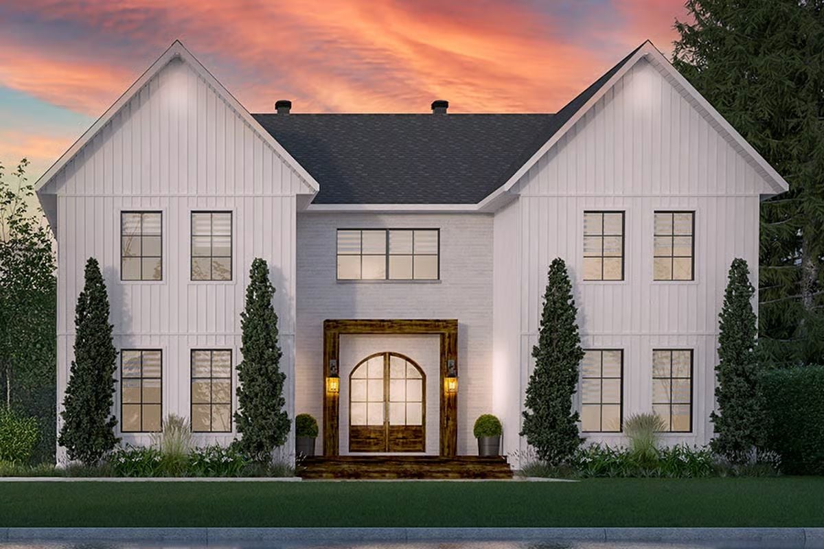 4-Bedroom Modern Farmhouse with Loft and Basement Expansion (Floor Plan)