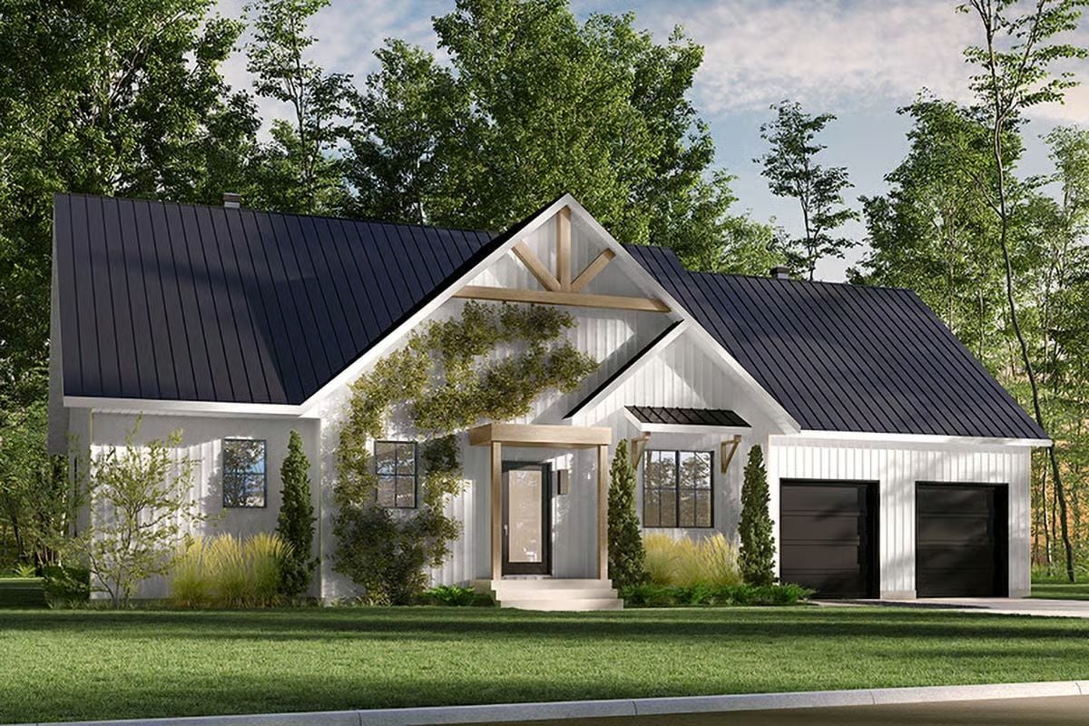 4-Bedroom Modern Farmhouse with Double Garage and Open-Concept Living (Floor Plan)