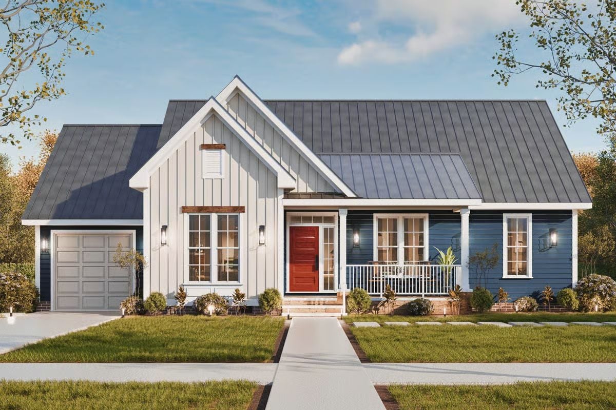 Country-Style Home with 3 Bedrooms and a Front Porch (Floor Plan)