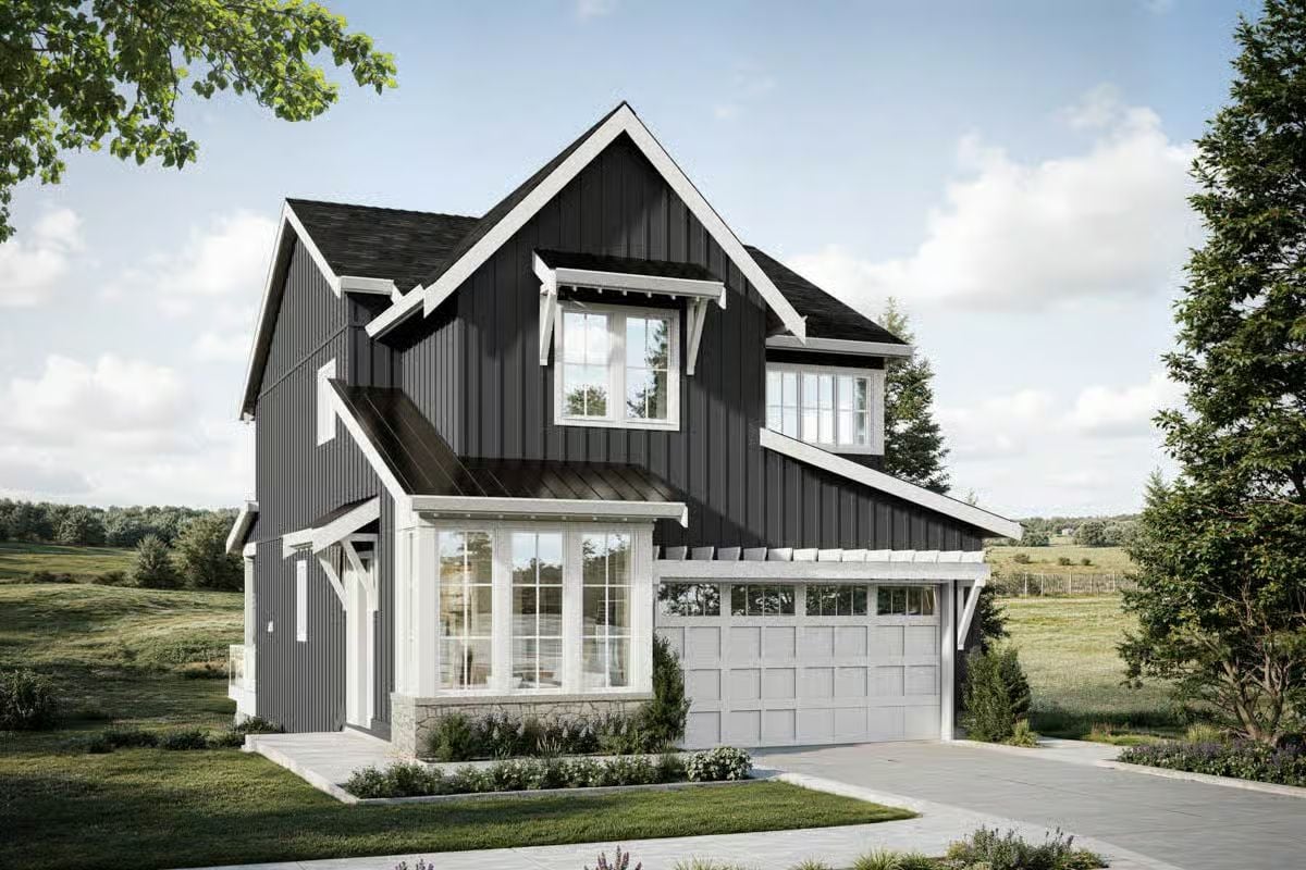 Modern 5-Bedroom New American Home for a Narrow Lot with Optional Basement (Floor Plan)