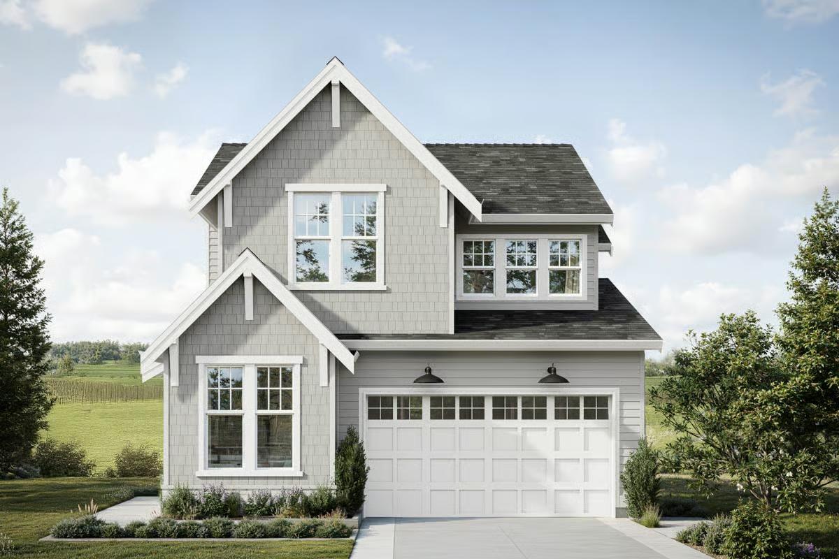 New American-Style 4-Bedroom Home with Double Garage and Basement Expansion (Floor Plan)