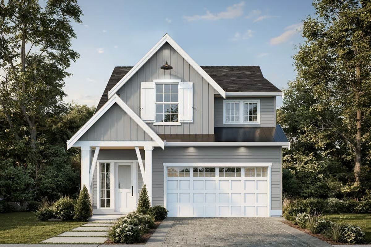 4-Bedroom Modern Farmhouse with Loft and Lower Level Expansion (Floor Plan)