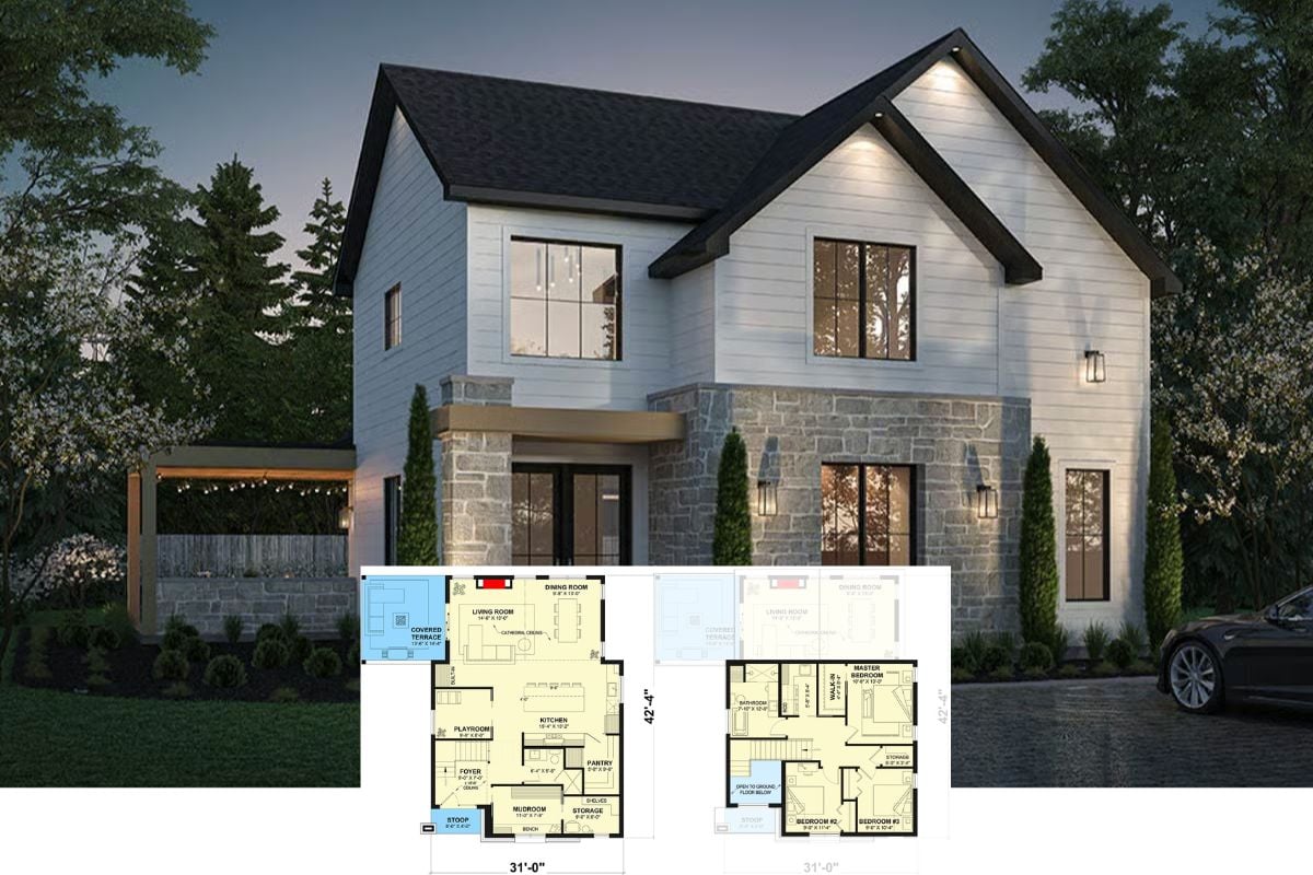 3-Bedroom Contemporary Home with Open Floor Plan and Covered Terrace (Floor Plan)