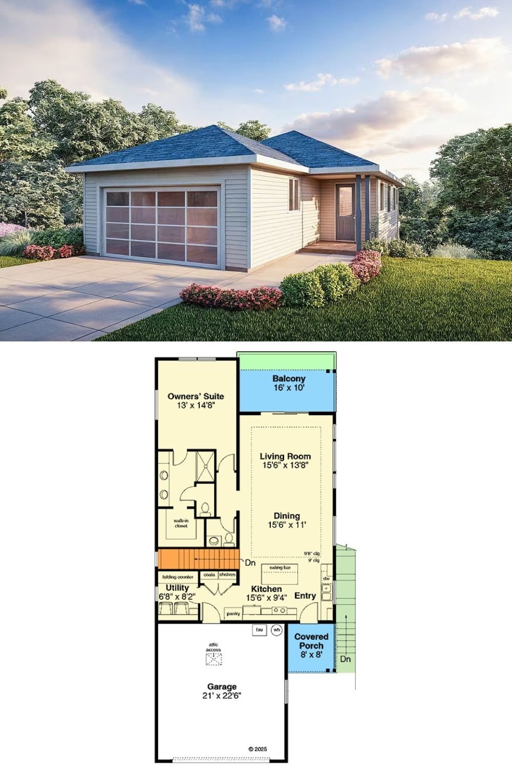 Contemporary-Style 3-Bedroom Home for a Sloped Lot with ADU (Floor Plan)