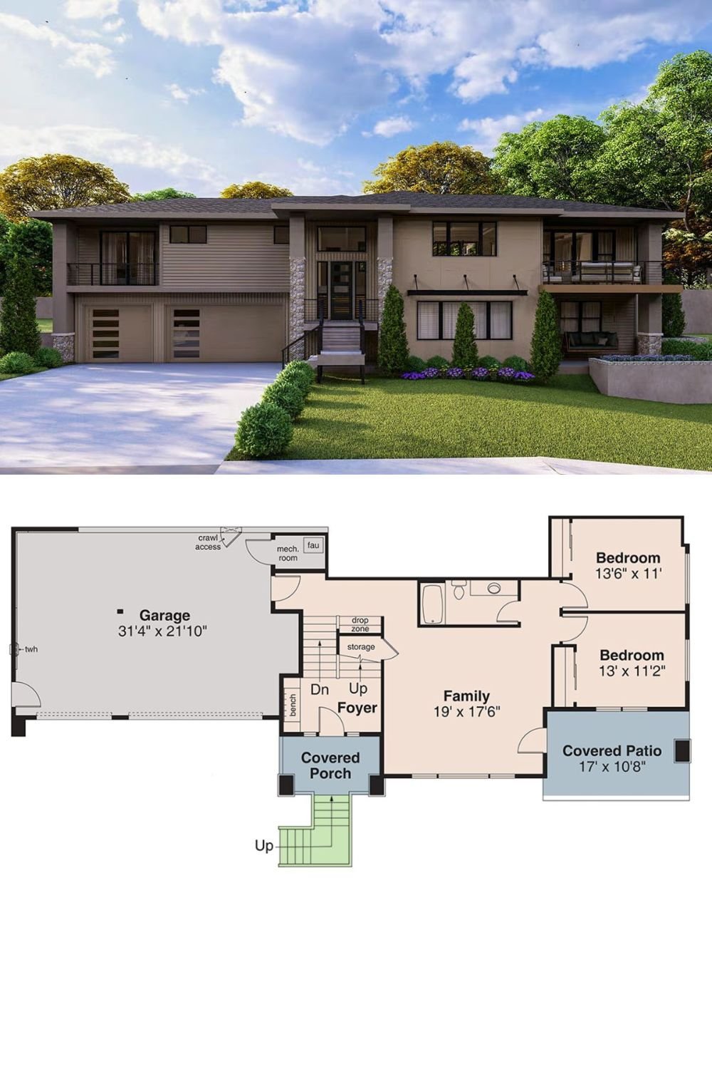 3-Bedroom Contemporary Home with Double Garage and Balconies (Floor Plan)