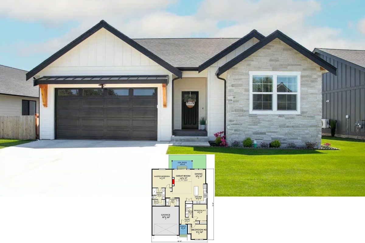 3-Bedroom Craftsman Home with Double Garage and Covered Patio (Floor Plan)