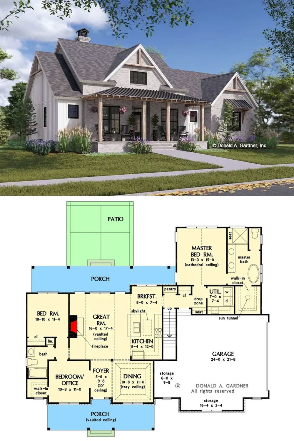 Modern Farmhouse-Style Home with 3 Bedrooms and a Bonus Room (Floor Plan)