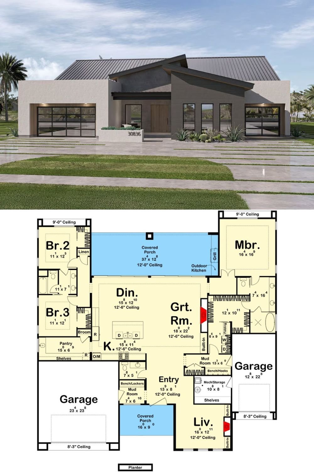 Modern-Style 3-Bedroom Home with Open-Concept Living and Jack & Jill Bath (Floor Plan)