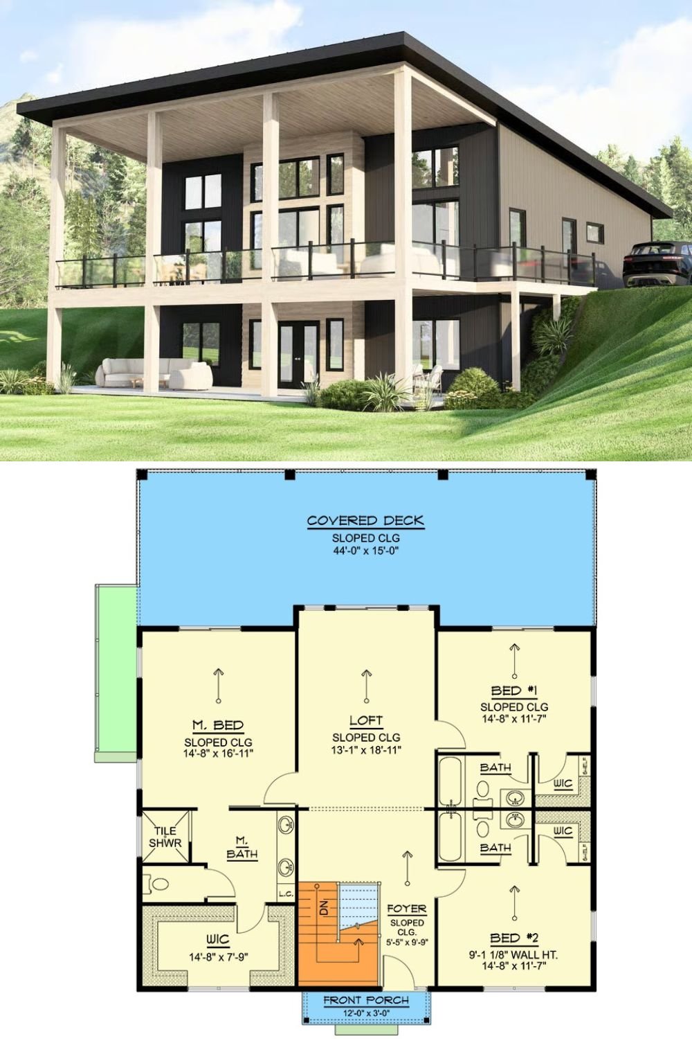 Modern 3-Bedroom Mountain Home with Loft and Walkout Basement (Floor Plan)
