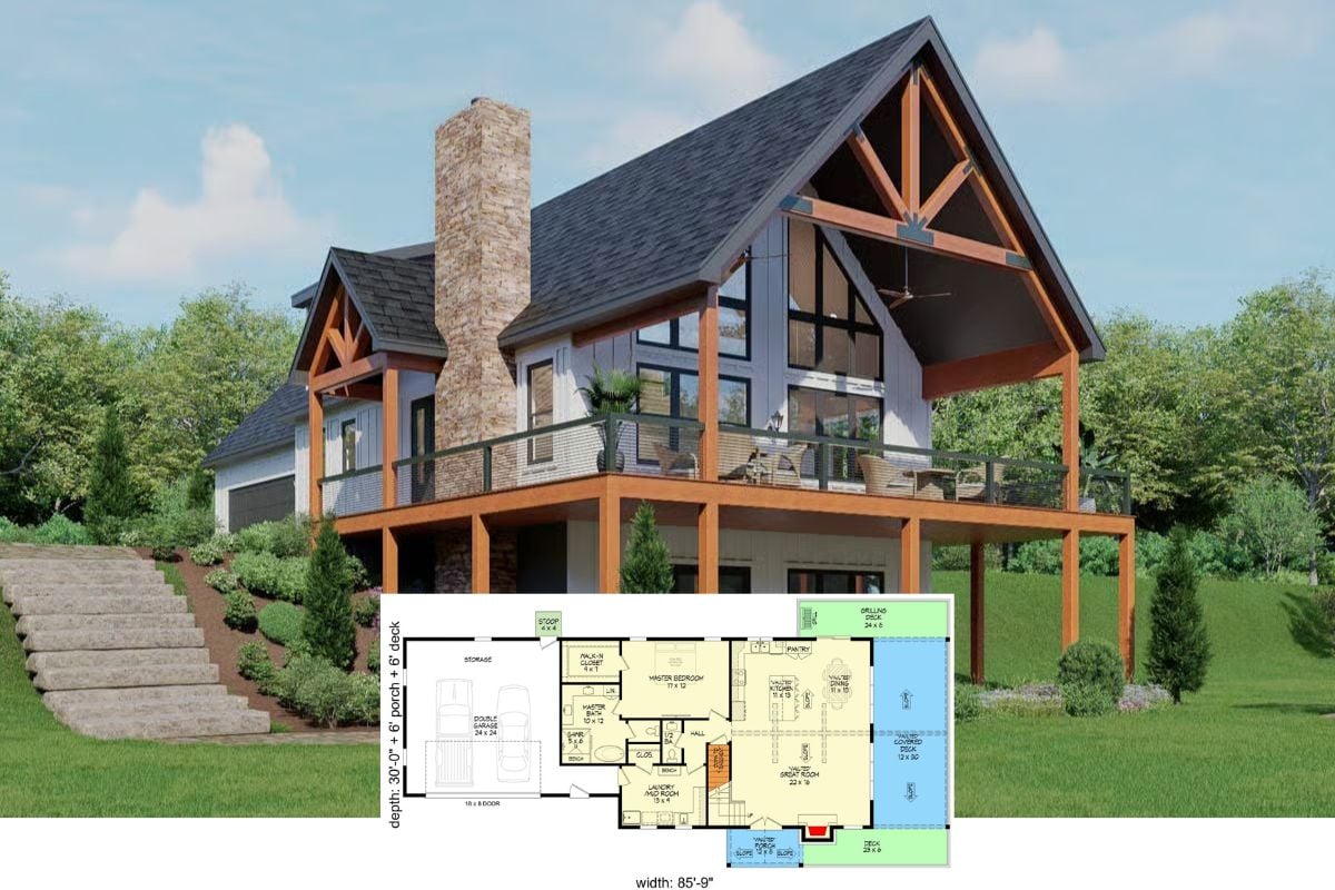 Mountain-Style 3-Bedroom Home with Vaulted Loft and Bonus Room (Floor Plan)
