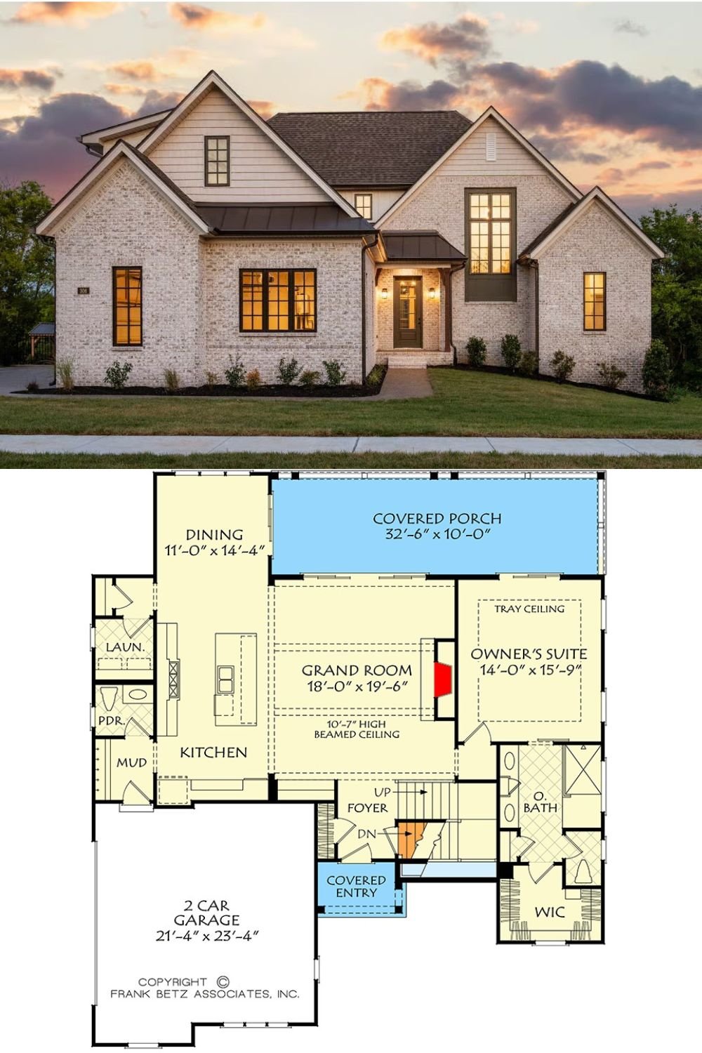 3-Bedroom New American Home with Loft and Bonus Room (Floor Plan)