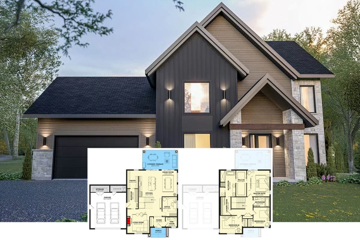 3-Bedroom Scandinavian Home with Covered Terrace and Double Garage (Floor Plan)