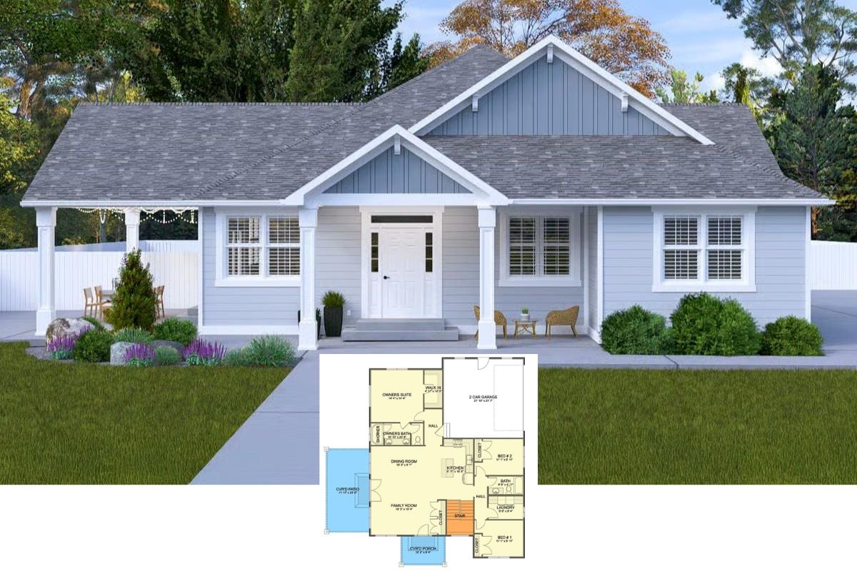 Traditional 3-Bedroom Ranch with Open Living Space and Optional Basement (Floor Plan)