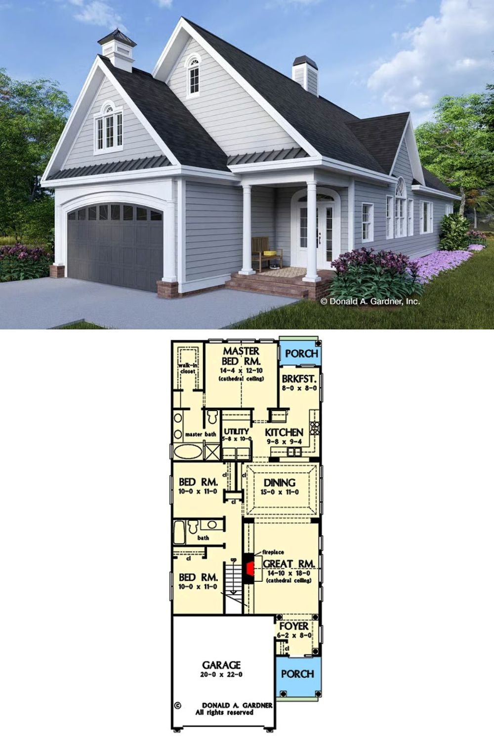 3-Bedroom Traditional Home for a Narrow Lot with Bonus Room Floor Plan)