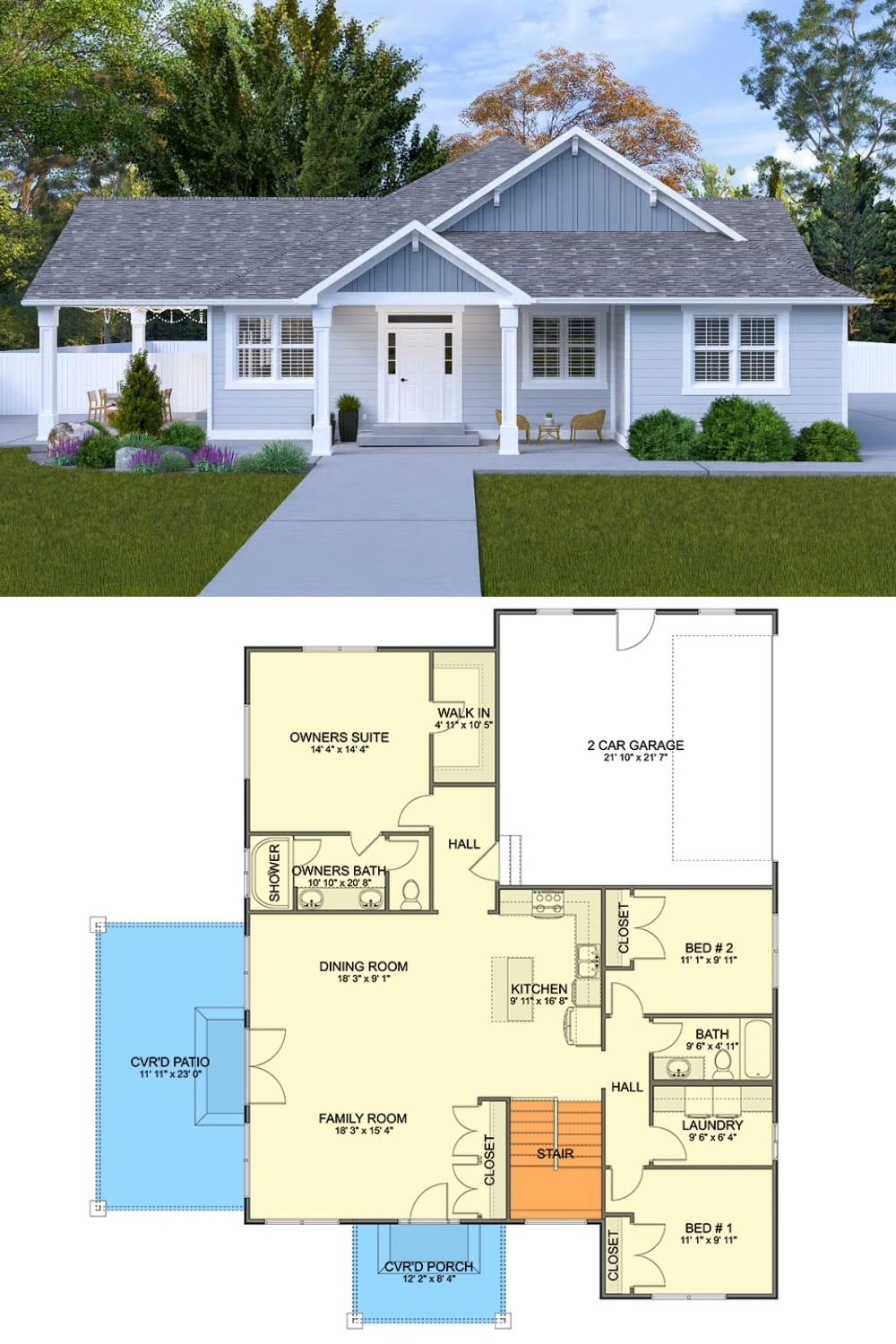 Traditional 3-Bedroom Ranch with Open Living Space and Optional Basement (Floor Plan)