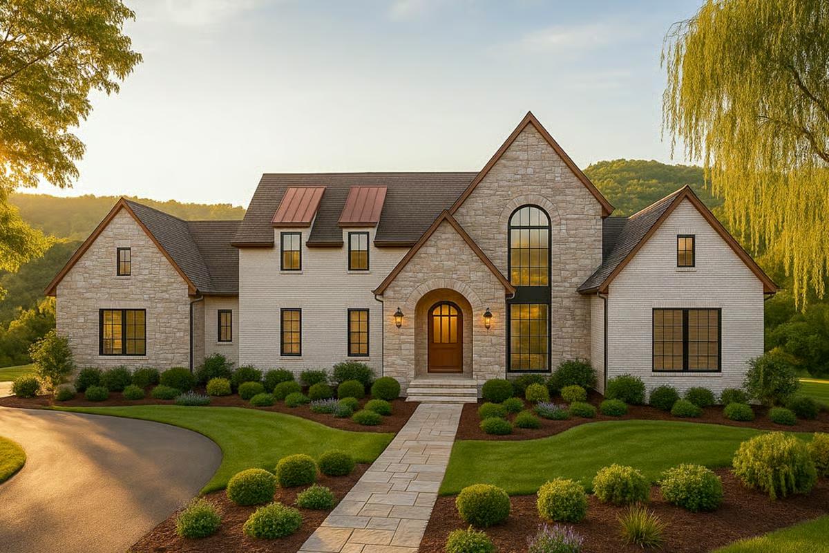 4-Bedroom New American Home with Balcony and Bonus Room (Floor Plan)