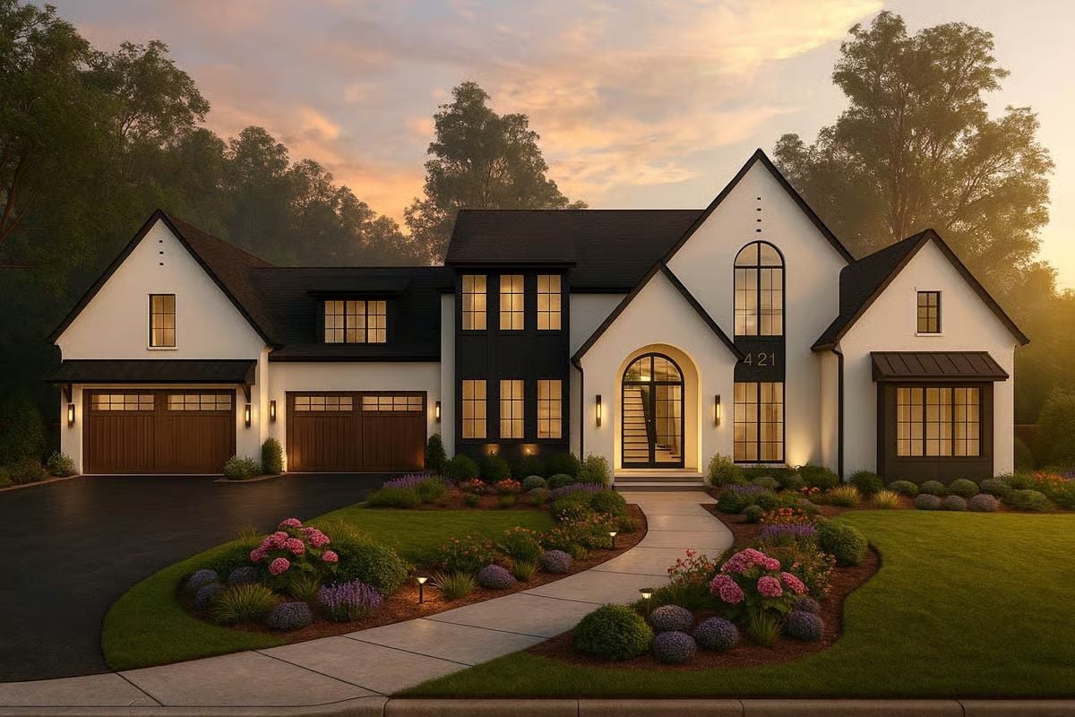 Transitional 5-Bedroom European Home with Loft and Flex Room (Floor Plan)