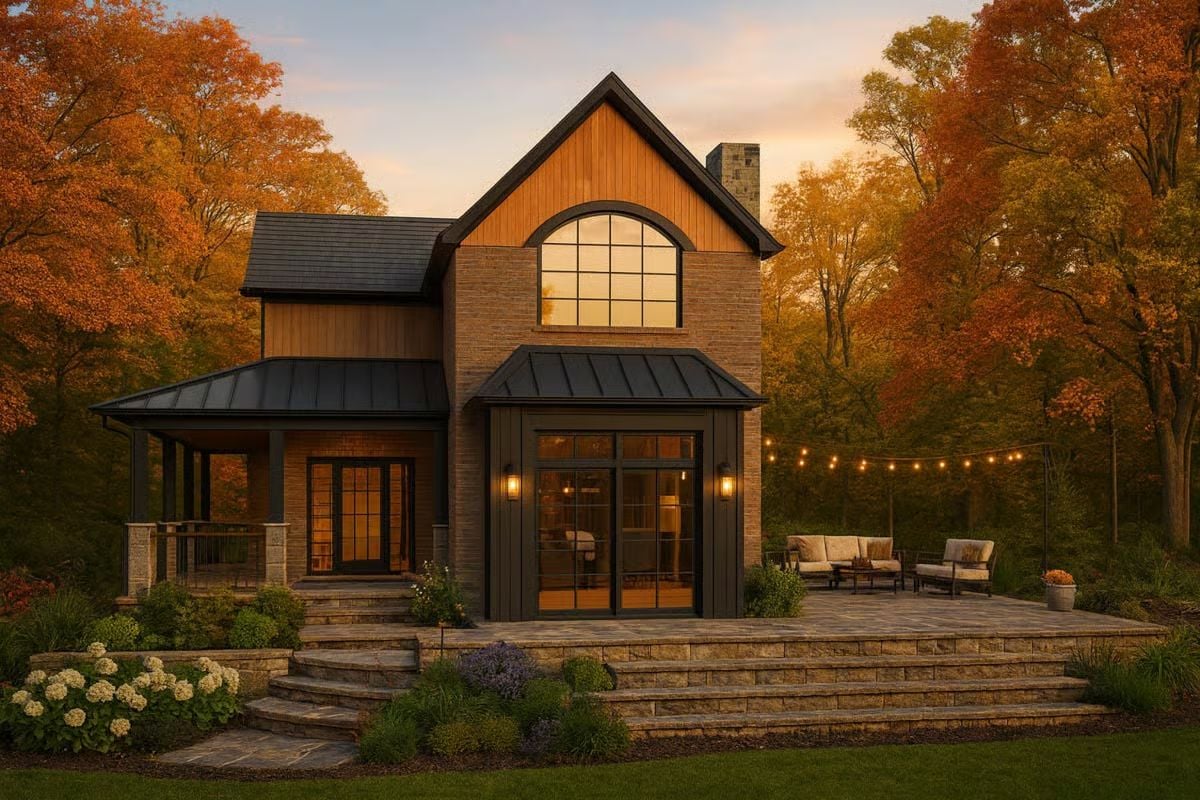 Mountain Rustic Home with 3 Bedrooms and a Wraparound Porch (Floor Plan)