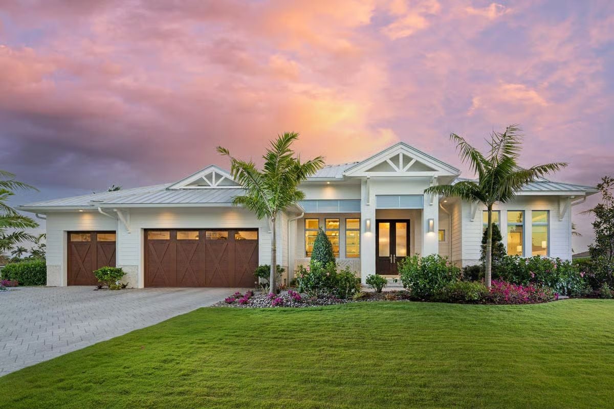 Coastal 3-Bedroom Contemporary Home with Wet Bar and 3-Car Garage (Floor Plan)