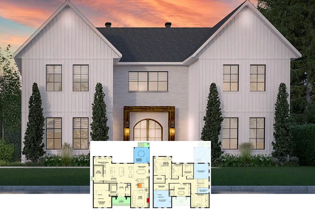 4-Bedroom Modern Farmhouse with Loft and Basement Expansion (Floor Plan)