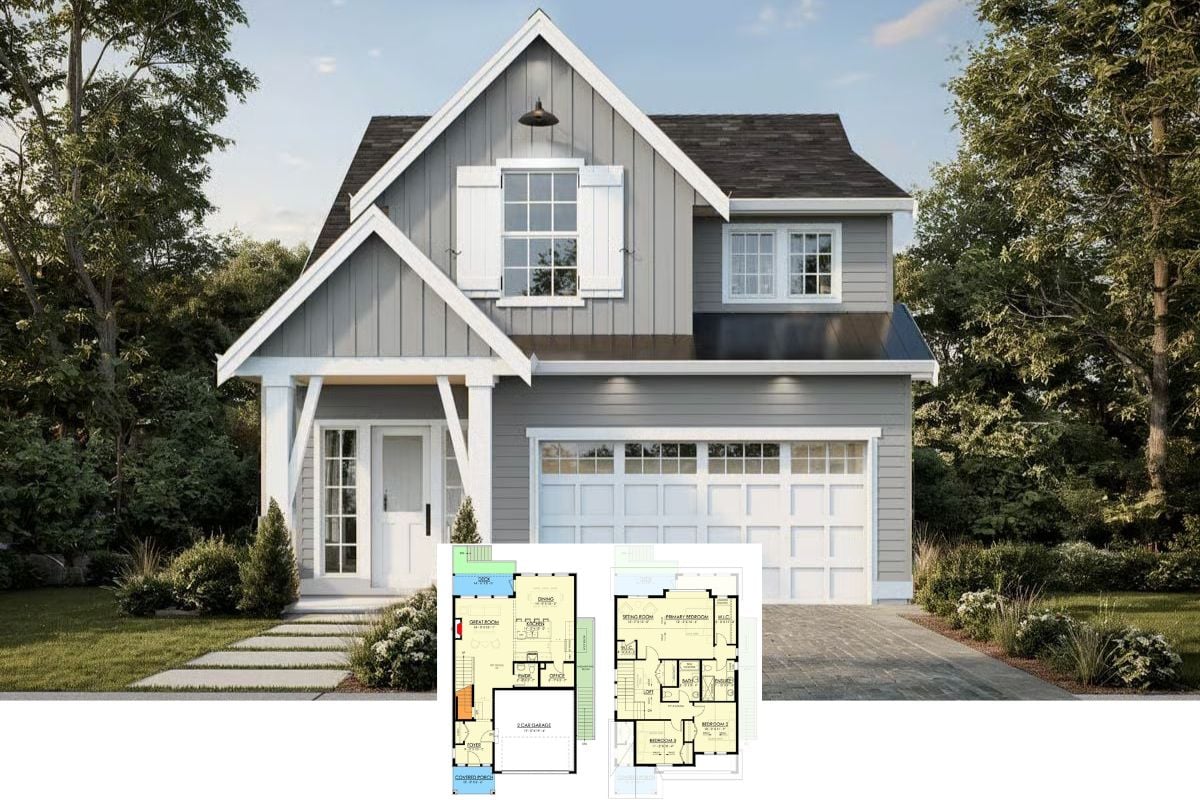 4-Bedroom Modern Farmhouse with Loft and Lower Level Expansion (Floor Plan)