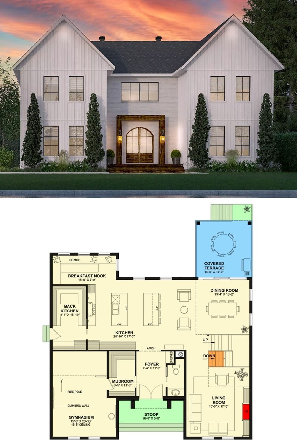 4-Bedroom Modern Farmhouse with Loft and Basement Expansion (Floor Plan)