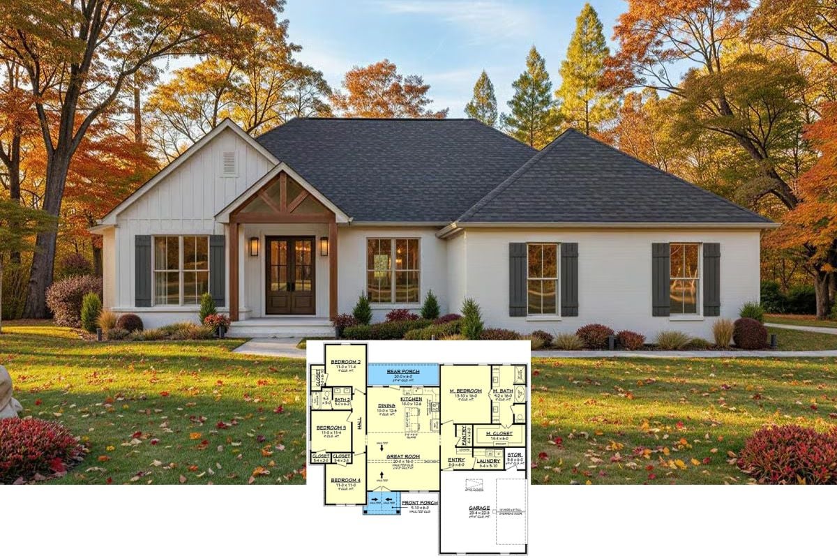 4-Bedroom New American Home for a Corner Lot with Open-Concept Living (Floor Plan)