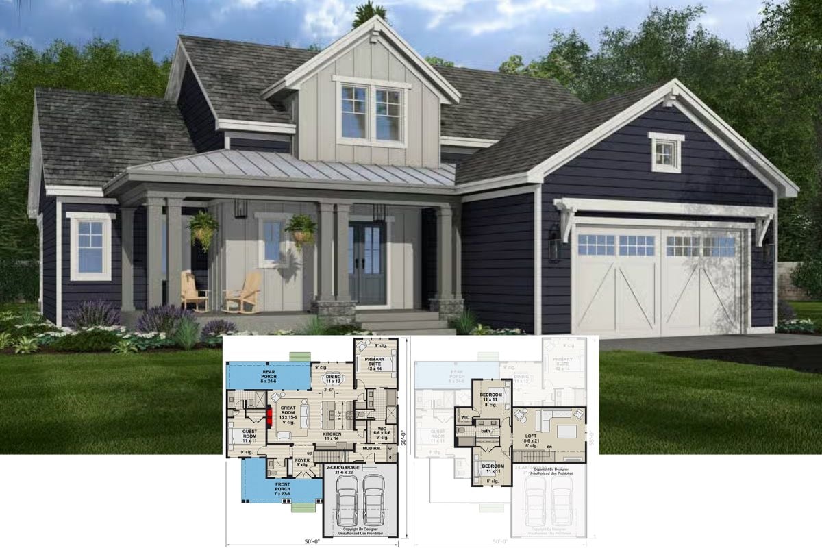 4-Bedroom New American Home with Loft and Open-Concept Living (Floor Plan)