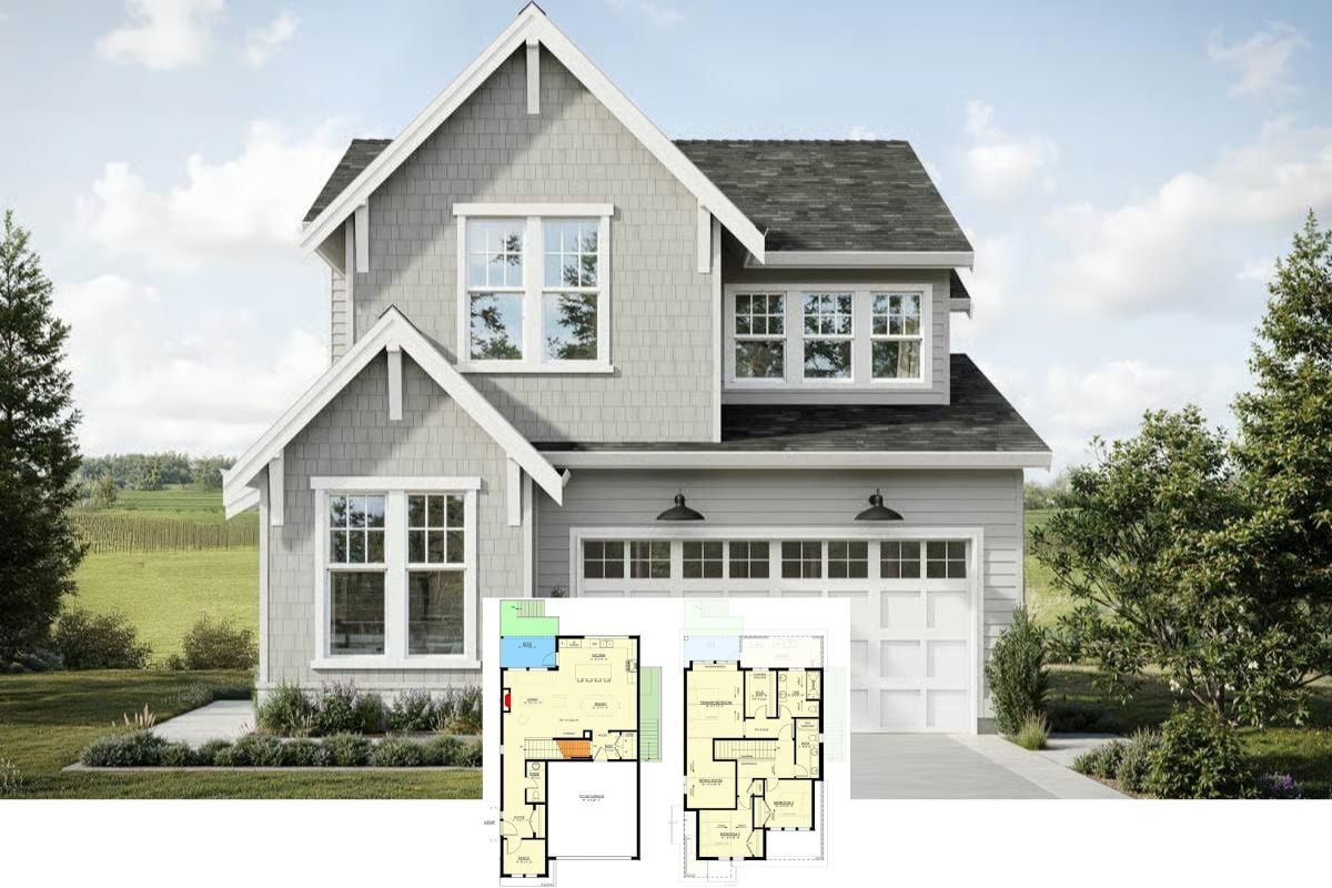 New American-Style 4-Bedroom Home with Double Garage and Basement Expansion (Floor Plan)