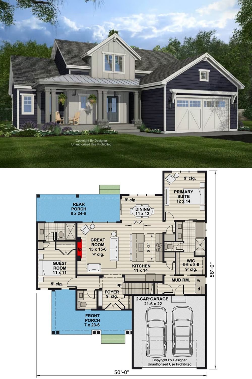 4-Bedroom New American Home with Loft and Open-Concept Living (Floor Plan)