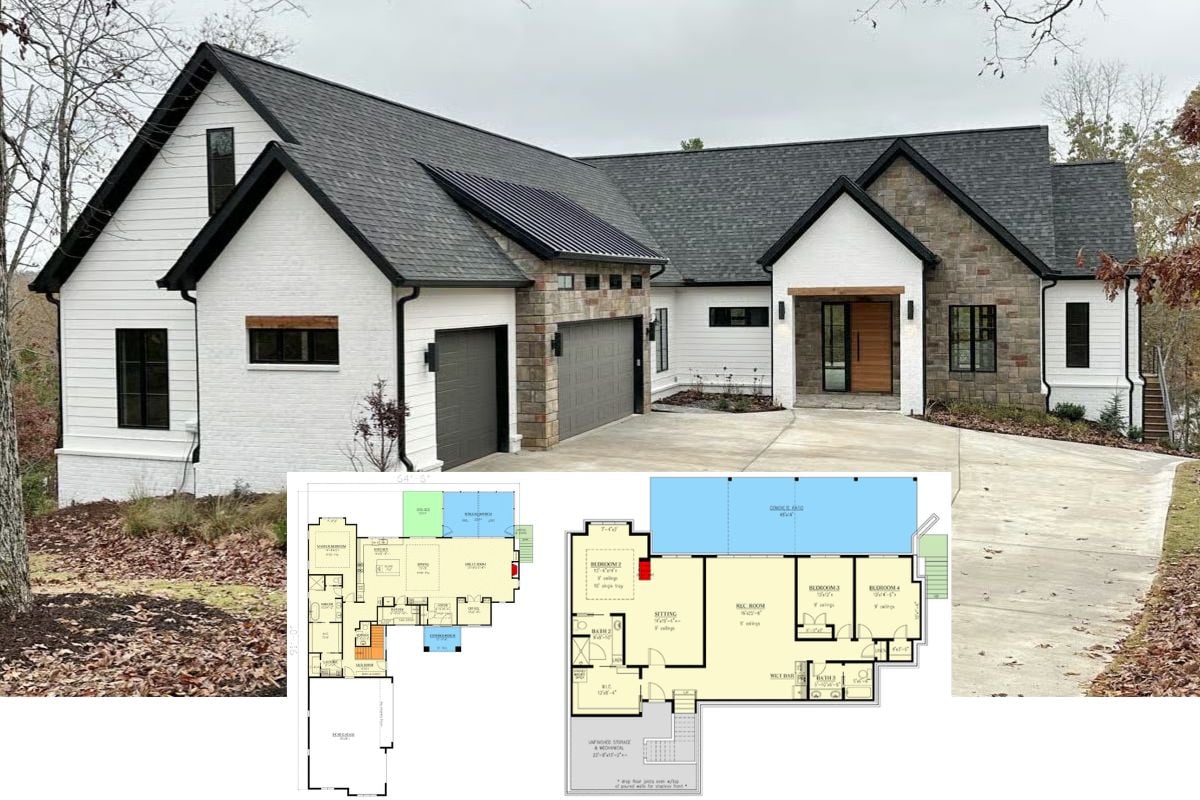 4-Bedroom Transitional Ranch with Wet Bar and Walkout Basement (Floor Plan)