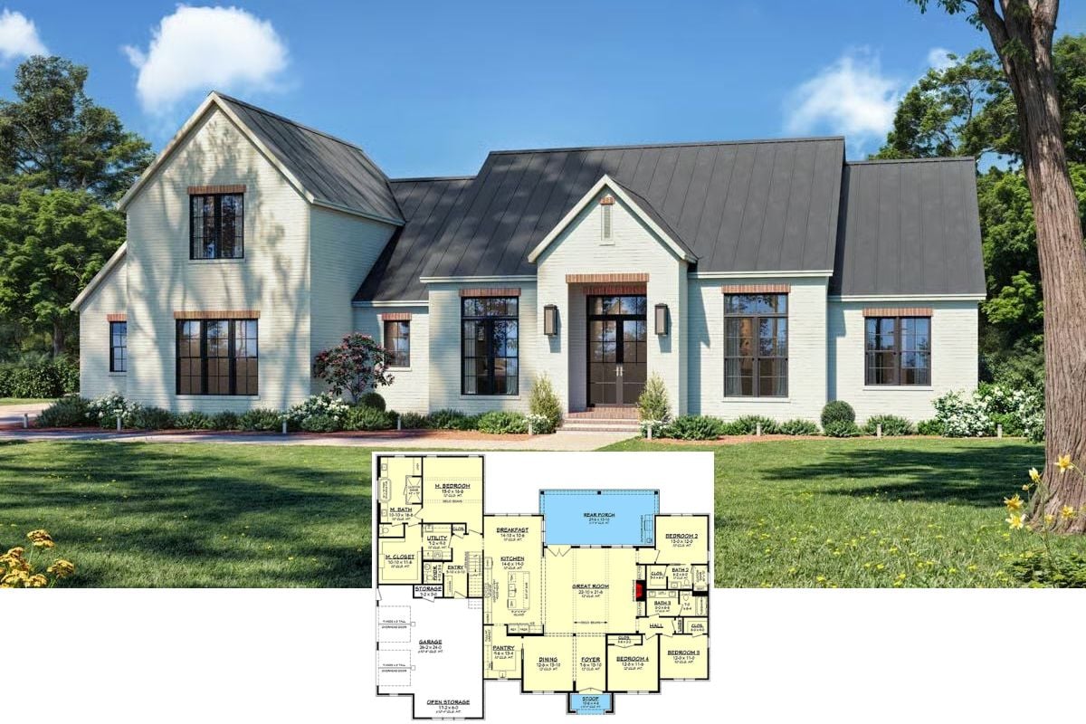 Transitional-Style 4-Bedroom Home with Bonus Room and Double Garage (Floor Plan)
