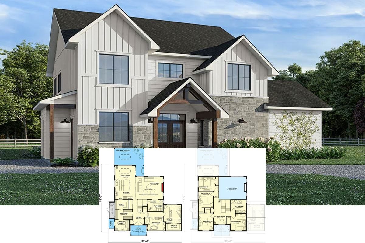 Modern Farmhouse-Style 5-Bedroom Home with Loft and Open-Concept Living (Floor Plan)