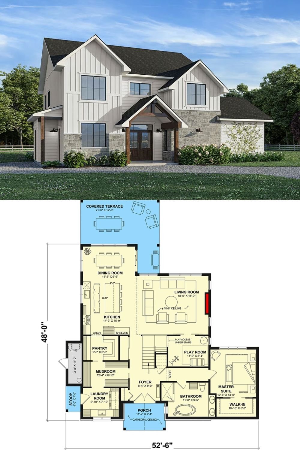 Modern Farmhouse-Style 5-Bedroom Home with Loft and Open-Concept Living (Floor Plan)