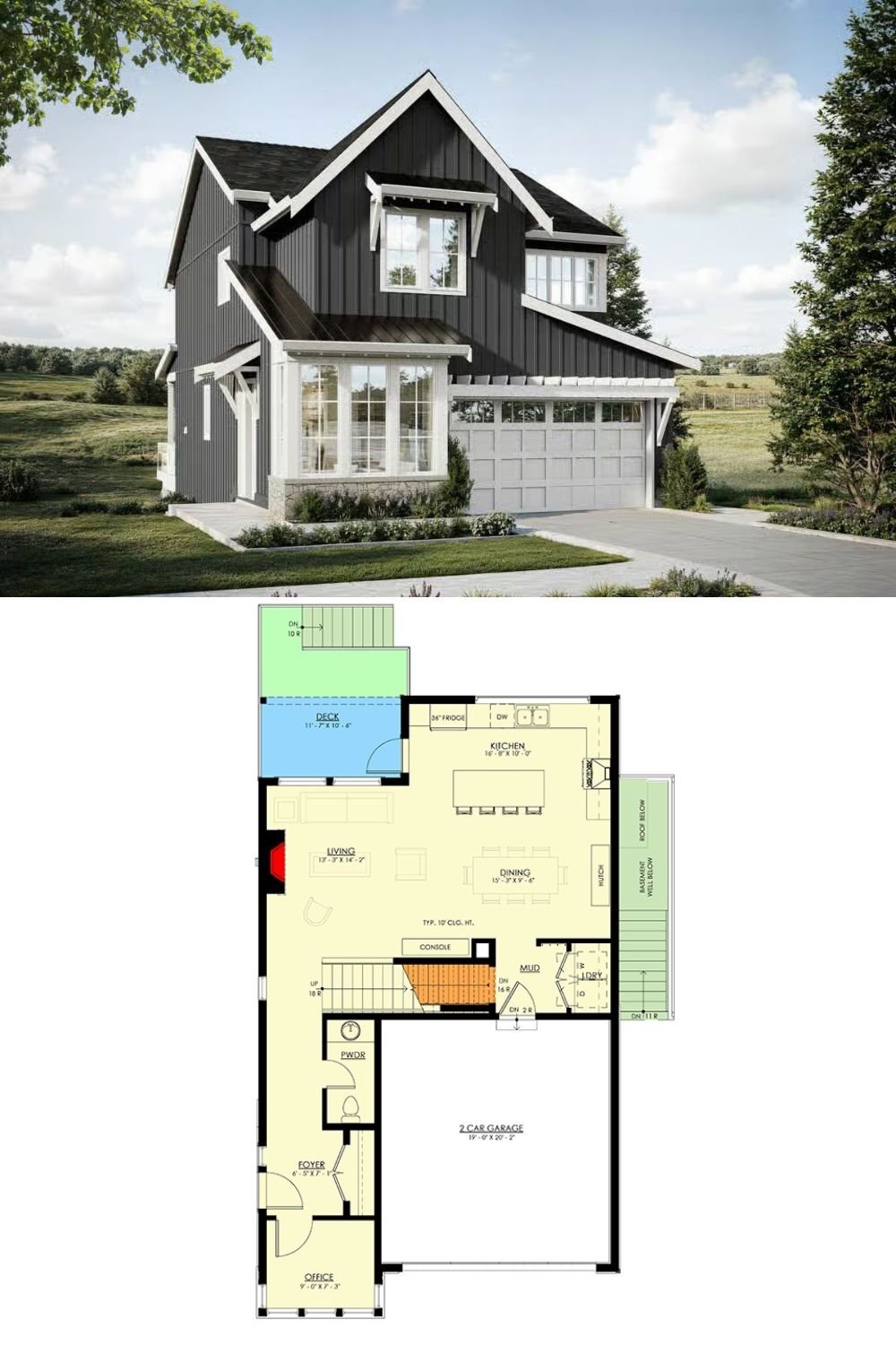 Modern 5-Bedroom New American Home for a Narrow Lot with Optional Basement (Floor Plan)