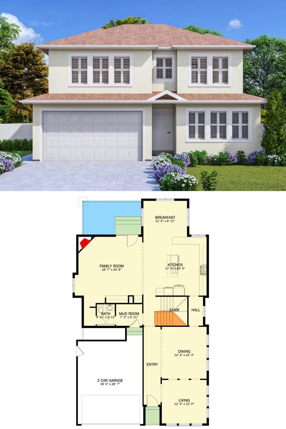 Traditional-Style 6-Bedroom Home with Loft and Optional Basement (Floor Plan)