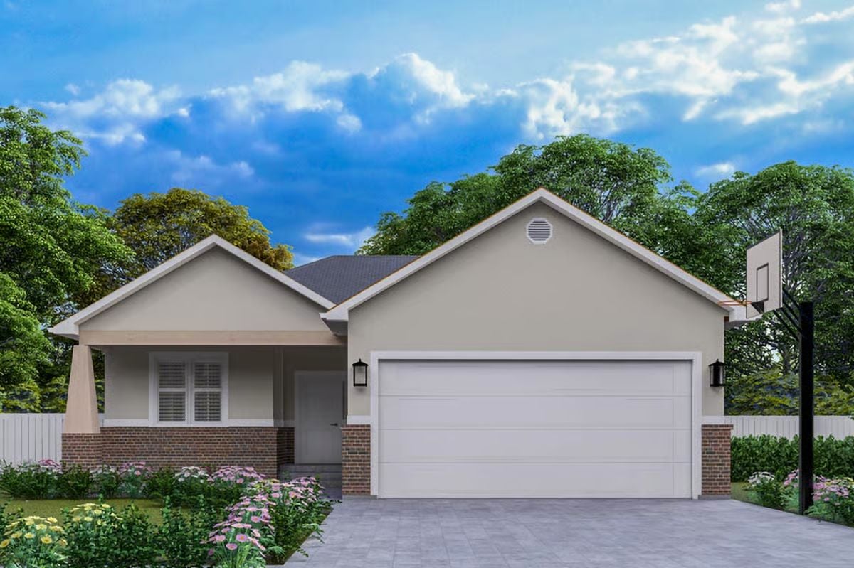 Ranch-Style 5-Bedroom Home with Front Porch and Optional Basement (Floor Plan)