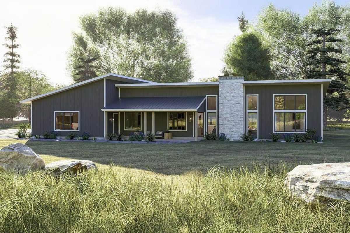 3-Bedroom Modern Barndominium with Covered Patios and 4-Car Garage (Floor Plan)