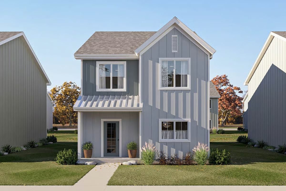 Modern Farmhouse-Style 4-Bedroom Home with Front Porch and Open-Concept Living (Floor Plan)