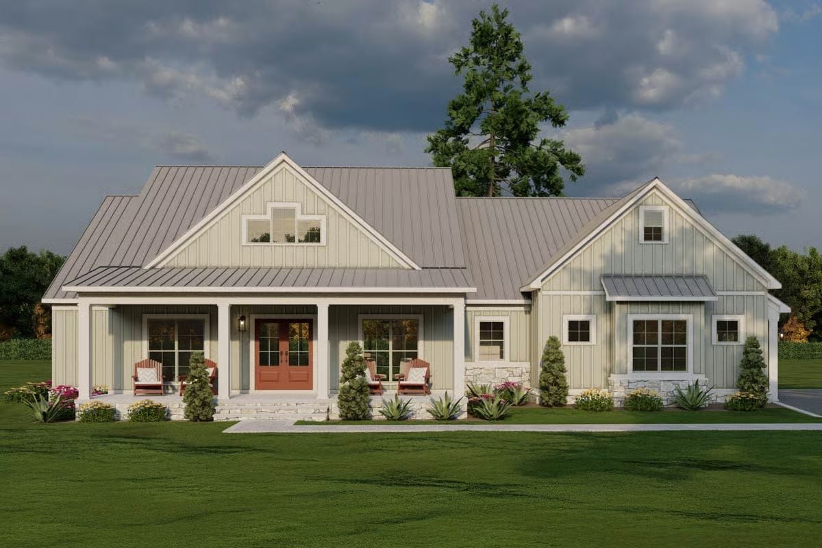 4-Bedroom Farmhouse with Grilling Porch and Bonus Room (Floor Plan)
