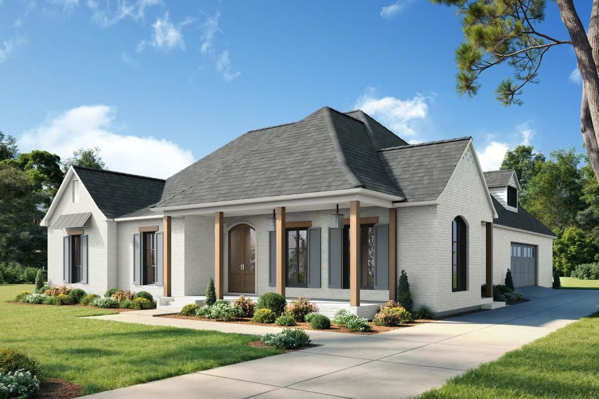 3-Bedroom French Country Home with Bonus Room and Front Porch (Floor Plan)