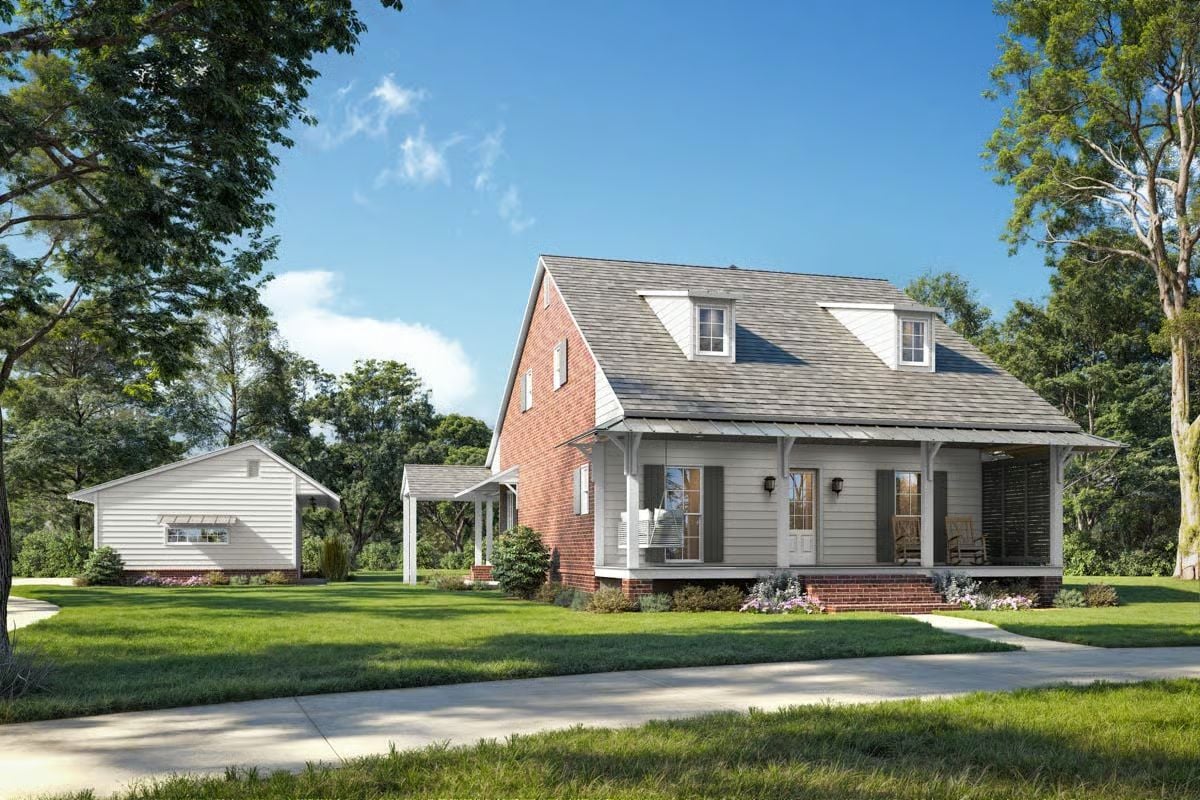 4-Bedroom Acadian Home with Dual Porches and Open-Concept Living (Floor Plan)